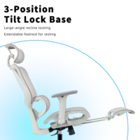 Chaise de bureau ergonomique moderne ZOTER entièrement en maille avec dossier haut, repose-pieds pivotant et appui-tête 3D réglable pour le bureau à domicile