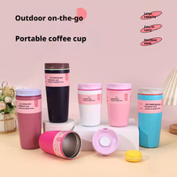 Gobelet à café personnalisé en acier inoxydable à double paroi isolé, tasse à café avec bouchon à bouton, bouteille d'eau 12oz 20oz
