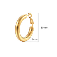 Boucles d'oreilles créoles circulaires couleur or, grandes boucles d'oreilles créoles rondes en acier inoxydable, cadeaux pour femmes