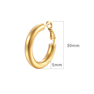 ต่างหูวงกลมสีทอง ต่างหูห่วงวงกลมใหญ่สแตนเลส ของขวัญสำหรับผู้หญิง - Product Image 3