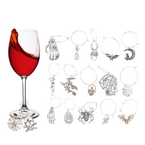 Halloween Skull Wine Glass Rings Metal Charm Tags For Red Wine Bottle Identification Simple Style CXS-JH-01 - Product Image 1