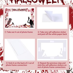 60*40cm Feliz Halloween Photo Booth Props You Are Next Bloody Eyes telón de fondo marco de fotos No One Leaves telón de fondo fantasma calabazas - Product Image 5