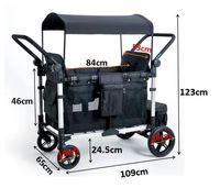 Poussette double push pull wagon 2 places avec harnais à 5 points poussette wagon pour enfants