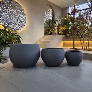 Pot de fleurs rond de grande taille en fibre d'argile Kingmake, best-seller, moderne, créatif, écologique, avec trou de drainage - Product Image 1