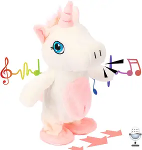 Talking Unicorn Repeats What You Say Walking Electric Interactive Animated Toy Speaking Plush Buddy Gift for Toddlers Birthday