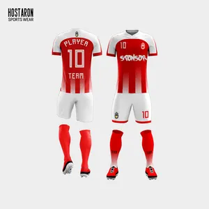 Hostaron Camisa de futebol de manga curta personalizada para clubes, camisa respirável para futebol, uniforme de futebol masculino