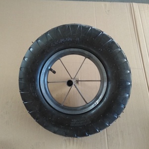 Roues WB6400 pour brouette, pneus 4.00-8, jante métallique croisée de jardin avec bloc d'axe, roue pneumatique en caoutchouc à motif, roue à air - Product Image 4