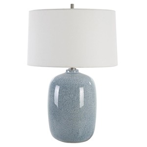 Green Marbled Ceramic Column Modern Art Table Lamp with Crystal Base | Artisan Stylish Lighting for Hotel Bedroom & Office - Product Image 3
