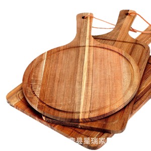 Planche à découper en bois ronde carrée de 15,75 po x 9,45 po pour servir steak, pain, pizza, usage en cuisine - Product Image 5
