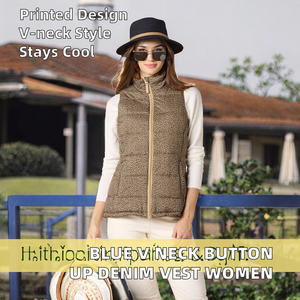 Chaleco Vaquero Azul Premium para Mujer con Cuello en V y Botones, Ligero, Transpirable, Informal, Cálido para Invierno, Personalizable - Product Image 2