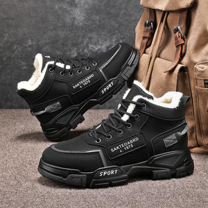 Chaussures pour hommes avec bottes doublées de laine d'hiver, chaussures de travail montantes pour hommes, style coréen pour hommes, - Product Image 2