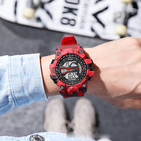 Jam Tangan Pria Outdoor Sport Tali Silikon Kamuflase Tahan Air Multifungsi Gaya G Jam Tangan Fashion Jalanan