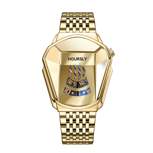 HOURSLY 6615 Fashion Brand Trend Cool Men's Wrist Watch Stainless Steel Technology Fashion Quartz Watch for Men 2021