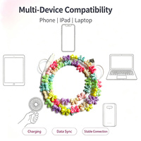 Câble de charge USB Type C 4 en 1 avec nœud papillon perlé, compatible avec téléphone, écouteurs, ordinateur portable