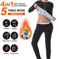 Ensemble de survêtement de sauna pour femme à manches longues avec pantalon long, grande taille, pour le yoga, la gym et le fitness en extérieur, en polyester avec soutien lombaire