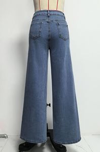 <span class=keywords><strong>Jeans</strong></span> Donna a Vita Alta con Dettaglio a Cuore, Pantaloni a Gamba Larga Estivi <span class=keywords><strong>Lunghi</strong></span> in Denim Lavato, Modello Casual Morbido Baggy - Product Image 6