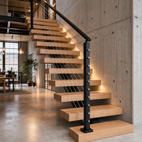 Système de garde-corps industriel pour escalier, poteau carré noir, main courante inclinée en acier inoxydable pour escalier intérieur de villa, loft ou maison