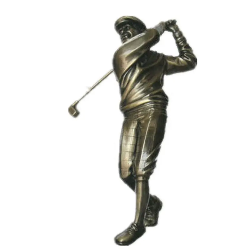 Statue de golfeur garçon taille réelle en bronze de jardin pour la décoration