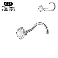 Gaby G23 ASTM-F136 Titane 20G Piercing de nez sans filetage à enfiler, clou droit en forme d'os S L, bijou de piercing