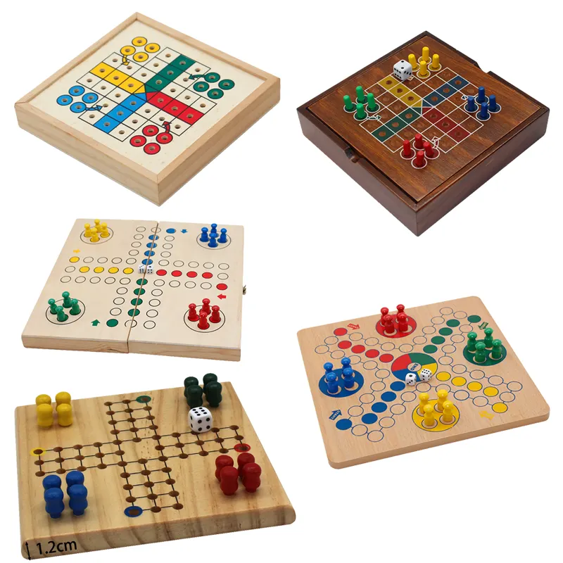 การปรับแต่งได้รับการยอมรับไม้ Ludo เกมกระดานชุดแบบพกพาเกมกระดานของขวัญที่กำหนดเองสำหรับทุกเพศทุกวัย