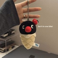 Nouveau Zhuoyou SA-151 Pingu Flash Porte-clés en peluche pingouin mignon en forme de cornet de crème glacée, rembourré de coton PP, avec boucle pour sac, pour les 5-7 ans