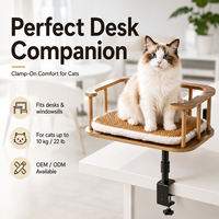 Plateforme de repos pour chat personnalisée à fixer sur fenêtre ou bureau, en bois, avec coussin, OEM ODM