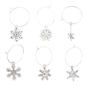 Silver Metal Snowflake Wine Glass Rings Round Pendant Wedding Party Decorations 20-40Pcs Luxury Tableware Set - Product Image 3
