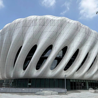 Système de mur-rideau en aluminium ondulé hyperbolique personnalisé, design paramétrique moderne, panneaux muraux extérieurs, revêtement de façade architecturale