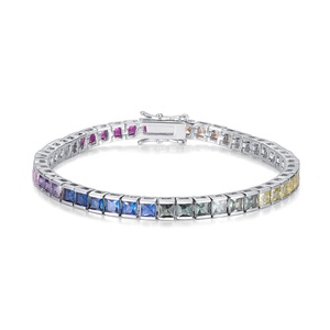 Pulsera de tenis de lujo para mujer con cadena de piedra de circón cuadrada de 5mm Pulsera de tenis de circón cuadrada de moda - Product Image 1