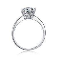 Bague de fiançailles en argent 925 avec moissanite ronde, plaquée rhodium, sertie à griffes, bijou de mariée, cadeau