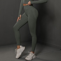 Pantalon de yoga taille haute sans couture, résistant aux plis, longueur intégrale, pour femme, effet fessier galbés et lifting, pour l'entraînement et le sport
