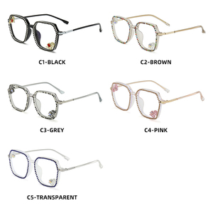 2025 mới nhất Vòng chống ánh sáng màu xanh sang trọng kim cương kính bán buôn nhà sản xuất phụ nữ Kính mắt Frames - Product Image 2