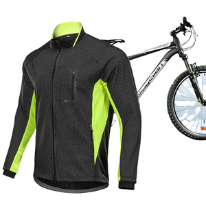 Veste thermique d'hiver en polaire à trois quarts de manche pour homme, imperméable, coupe-vent, séchage rapide, spandex/coton pour le vélo - Product Image 1