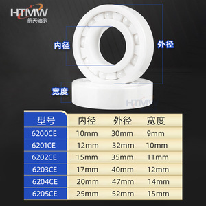 Htmw Ceramic Ball <b>Bearing</b> 6204Ce 20mm Inner 47mm Outer Open Design Hybrid Zirconia For Manufacturing Plant - Product Image 1