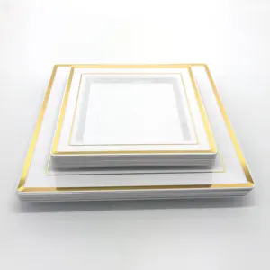 60 шт., пластиковые одноразовые квадратные тарелки