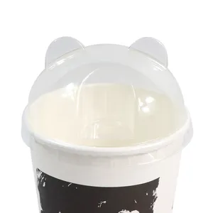 Eco-friendly panda shape clear PET beverage cup plastic disposable dome lid