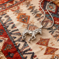 Collier unisexe style Hip Hop en acier inoxydable plaqué argent avec pendentif cheval de la prospérité, étanche, cadeau tendance, chaîne à maillons