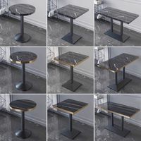 Ensemble de table à manger sur mesure, prix d'usine, plateau en marbre, base en acier massif, pour café, restaurant, restauration rapide, salon de thé