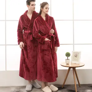 Grosir jubah mandi bulu lembut pria jubah mandi termal jubah Spa pria bulu domba uniseks Rob Y01