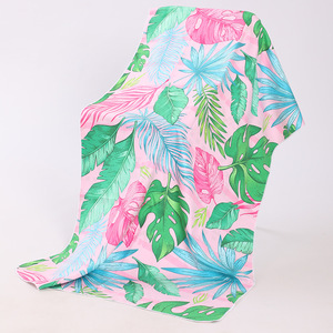 Dành cho người lớn trẻ em sợi nhỏ da lộn bãi biển nhiệt đới khăn, đáng yêu mô hình vuông thời gian mùa hè in sọc phong cách những người yêu thích - Product Image 3