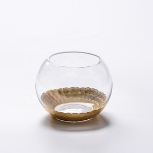 Vases à fleurs ronds en <span class=keywords><strong>verre</strong></span> clair et martelés à fond doré pour centres de table décor à la maison centre de table de mariage - Product Image 6