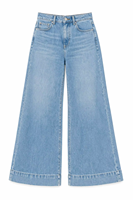 Jean en denim évasé taille haute respirant décontracté pour femme, coupe ample, style rétro, nouvelle collection printemps/été, jambes larges, délavé, mignon