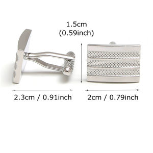 Boutons de manchette élégants et minimalistes en laiton argenté de style carré français pour hommes - Product Image 6