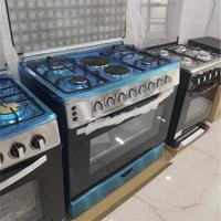 Cuisinière verticale X avec 4 brûleurs à gaz et 2 électriques, four fonctionnant au gaz, brûleur en acier inoxydable avec four