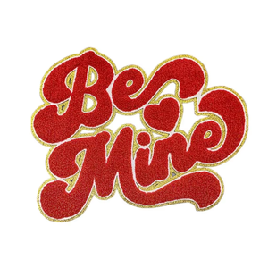 Patch en chenille 'Be <span class=keywords><strong>Mine</strong></span> Heart', avec bordure dorée à paillettes, applique lettre Saint-Valentin pour sweat à capuche, veste, chapeau, sac, vêtements romantiques, DIY - Product Image 1