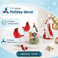 Festliches Keramik-Weihnachtsset mit Vogel- und Weihnachtsmann-Figuren Perfekt für Festliche Tischdekoration oder Als Einzigartiges Geschenk für Familie und Freunde