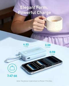 <span class=keywords><strong>Cargador</strong></span> Portátil <span class=keywords><strong>Anker</strong></span> de 10,000mAh y 30W con Batería de Litio-Polímero y Cable USB-C de Entrada/Salida para iPhone 17/16 y Más (Negro) - Product Image 4