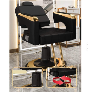 Fauteuil de barbier moderne en cuir avec fonction de massage, inclinable et réglable, portable pour salon mobile en extérieur - Product Image 4