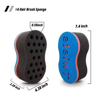 Haute qualité Double vague latérale <span class=keywords><strong>Afro</strong></span> <span class=keywords><strong>Twist</strong></span> Curl cheveux éponge brosse divers Styles cheveux torsion éponge pour hommes noirs - Product Image 5