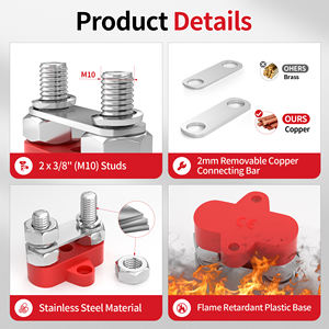 80A重型电源螺柱48VDC双向接线端子，用于RV船的Din导轨M10铜电池母线 - Product Image 3